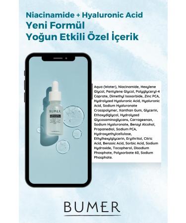 BUMER 2in1 Niacinamide Hyaluronic Acid Anti-Blemish Acne Brightening and Color Equalizing Serum 20 ml - Buy Online on GoSupps.com