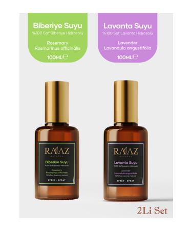RAAZ Rosemary Water Oil Balancer and Lavender Water Moisturizer 0 Pure Hydrosol Water 100ml 2-pack