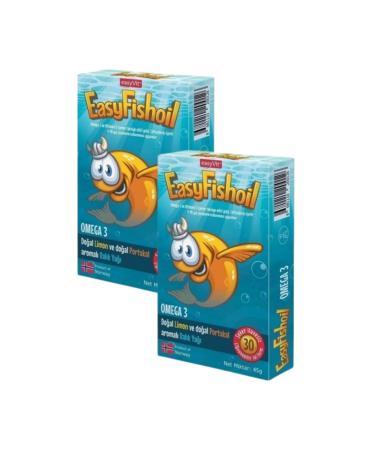 EASYVIT Easy Fish Oil Kids Omega 3 Orange Lemon Flavored Chewable 30 Gel Tablets 2 Li