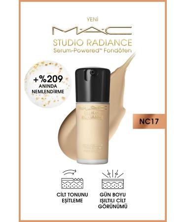 Mac Studio Radiance NC17 Powered Serum Foundation for Plump and Glowing Skin 30 ml