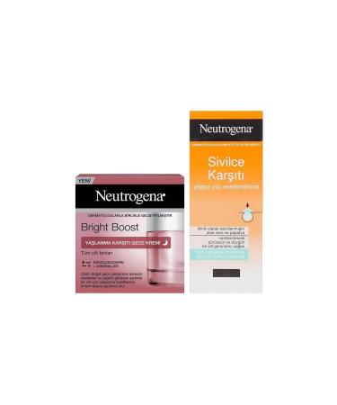 Neutrogena Bright Boost Anti-Aging Night Cream 50ml & Oil-Free Facial Moisturizer 50ml