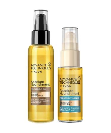 Avon Argan Oil Hair Serum and Argan Coconut Oil Hair Care Oil Package