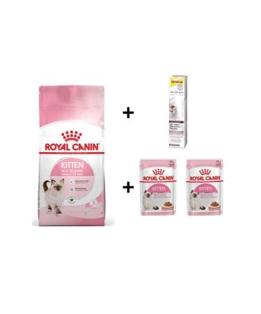 Royal Canin Kitten Dry Cat Food 4 Kg + 2 RC Wet Food 85 gr + 20 gr GimCat Malt