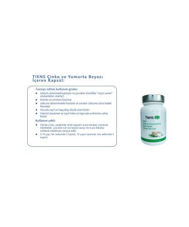 Tiens Zinc and Egg White Containing Capsule Supplementary Food 60 Capsules - Buy Online on GoSupps.com