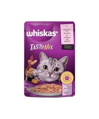 Whiskas Pouch Tastymix Adult Cat Canned Food with Salmon and Carrots in Sauce 85gr - Tazemama Express