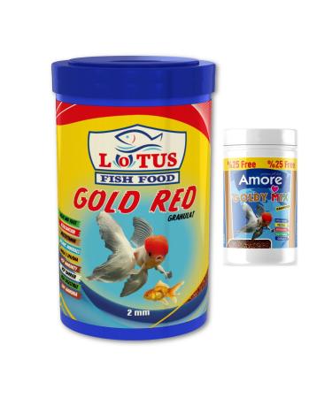 Lotus Gold Red 1000ml Goldy Mix Granules 125ml Goldfish Food