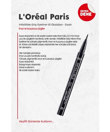 L'Oreal Paris Loreal Paris Infaillible Grip Eyeliner 01 Obsidian - Black - Buy Online on GoSupps.com