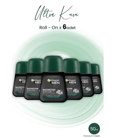 Garnier Men Magnesium Roll On Ultra Dry 72 Hours 50 ml X 6 Pieces