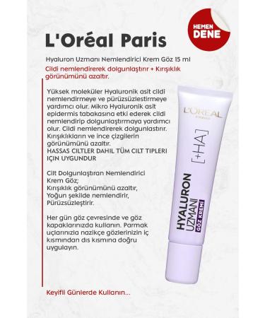 L'Oreal Paris Loreal Paris Hyaluron Expert Moisturizing Cream Eye 15 ml - Buy Online on GoSupps.com