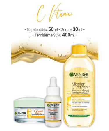 Garnier Vitamin C Serum 30 ml Moisturizer 50 ml and Cleansing Water 400 ml