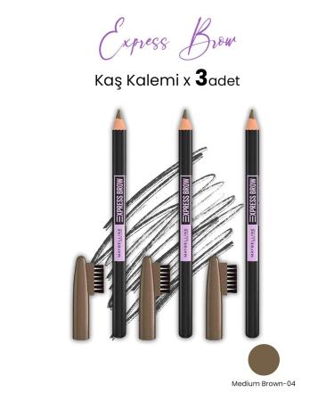 Maybelline New York Maybelline Express Brow Eyebrow Pencil - 04 Medium Brown x 3 Pieces