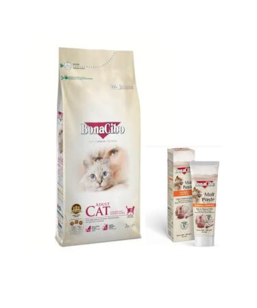 BonaCibo Adult Cat Chicken Adult Cat Food 2 kg + 1 piece Adult Cat Malt Paste 100ml