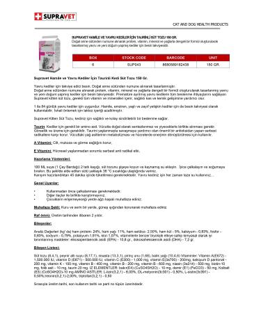 Supravet Cat Milk Powder with Taurine for Pregnant and Kitten Cats 150 gr - Buy Online on GoSupps.com