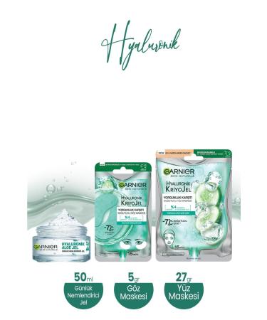 Garnier Hyaluronic Aloe Moisturizing Gel 50 Ml Cooling Eye Mask 5 gr and Face Mask 27 gr