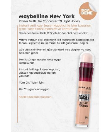Maybelline New York Eraser Multi Use Concealer 121 Light Honey - Buy Online on GoSupps.com