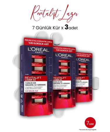 L'Oreal Paris Revitalift Laser X3 Peeling Effective 7 Day Ampoule Cure X 3 Pieces