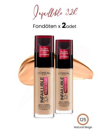 L'Oreal Paris Loreal Paris Infaillible 32H Fresh Wear Foundation 125 Natural Beige x 2 Pieces
