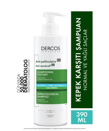 Vichy 100% Effective Dercos Anti Dandruff Anti-Dandruff Shampoo for Normal and Oily Hair 390 ML