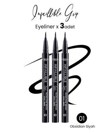 L'Oreal Paris Infaillible Grip Eyeliner 01 Obsidian - Black X 3 Pieces