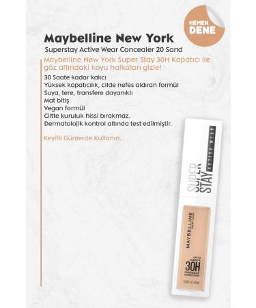 Maybelline New York Superstay Active Wear Concealer 20 Sand - Buy Online on GoSupps.com