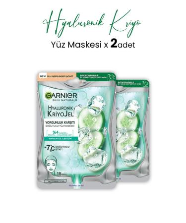 Garnier Cooling Face Mask Hyaluronic Cryo Gel 27 gr X 2 Pcs