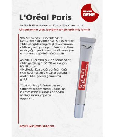 L'Oreal Paris Revitalift Filler Anti-Aging Eye Cream 15 ml - Buy Online on GoSupps.com