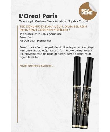 L'Oreal Paris Telescopic Carbon Black Mascara Black X 2 Pieces - Buy Online on GoSupps.com