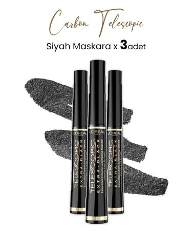 L'Oreal Paris Telescopic Carbon Black Mascara Black X 3 Pieces