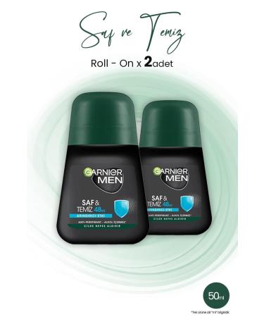 Garnier Men 48h Pure And Clean Roll-on 50 ml X 2 Pieces