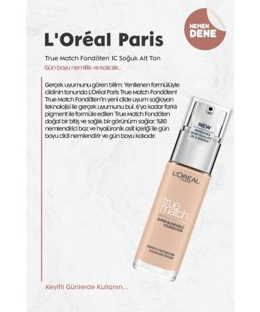 L'Oreal Paris Loreal Paris True Match Foundation 1C Cool Undertone - Buy Online on GoSupps.com