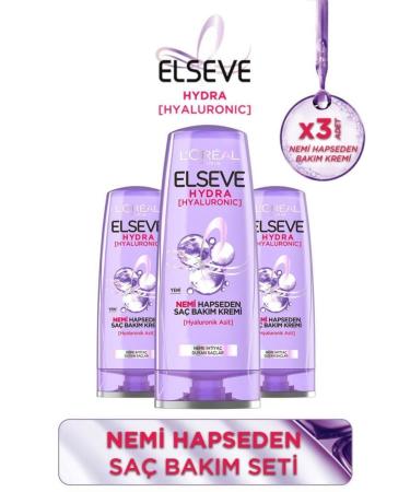 Elseve Hydra Hyaluronic Hair Care Cream 390 ml x 3 Pieces