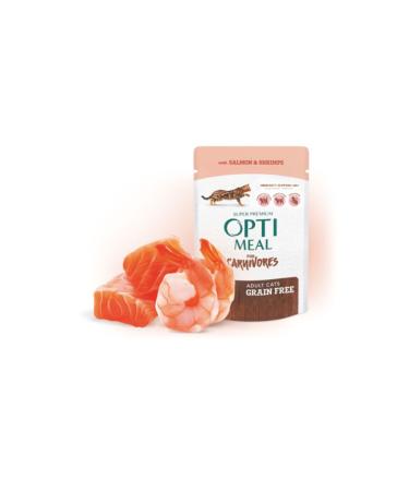 OptiMeal Super Premium Grain-Free Pouch Cat Food in Salmon-Shrimp Sauce 85 Gr 125072