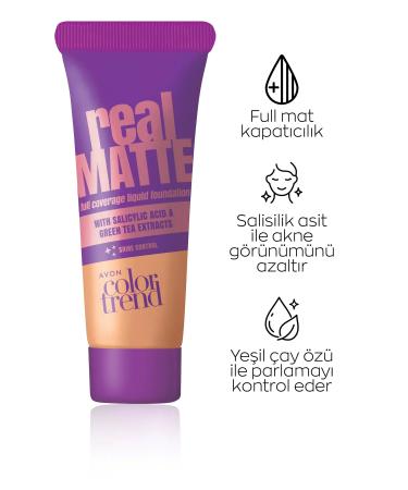 Avon Color Trend Real Matte Liquid Foundation Shine Control 30 Ml. Nude 228g - Buy Online on GoSupps.com