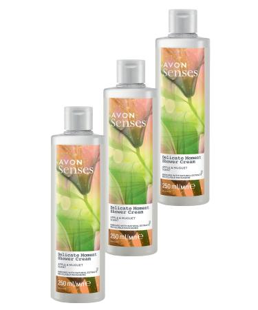 Avon Senses Delicate Moment Apple and Lily Scented Cream Shower Gel 250 Ml. Set of Three