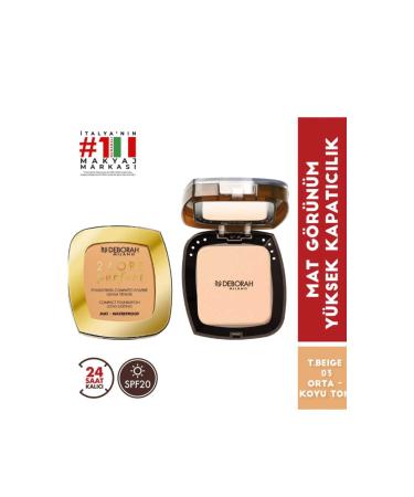 Deborah 24 Ore Compact Long Lasting Fdt T.beige 03 Matte and High Concealer PR