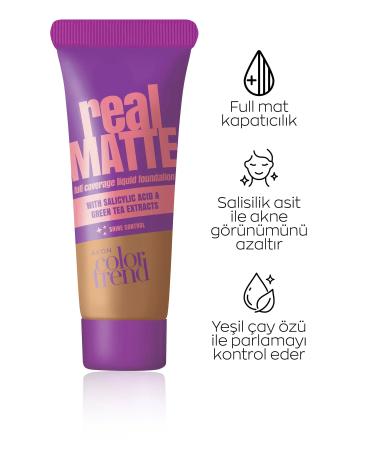 Avon Color Trend Real Matte Liquid Foundation Shine Control 30 Ml. Light Caramel 355g - Buy Online on GoSupps.com