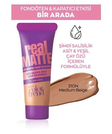 Avon Color Trend Real Matte Liquid Foundation Shine Control 30 Ml. Medium Beige 310n - Buy Online on GoSupps.com