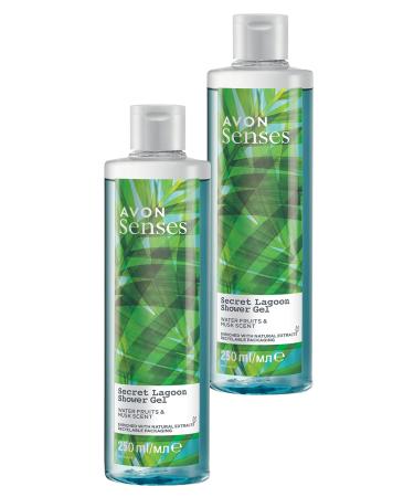 Avon Senses Secret Lagoon Water Fruits and Musk Scented Shower Gel 250 Ml. Set of Two