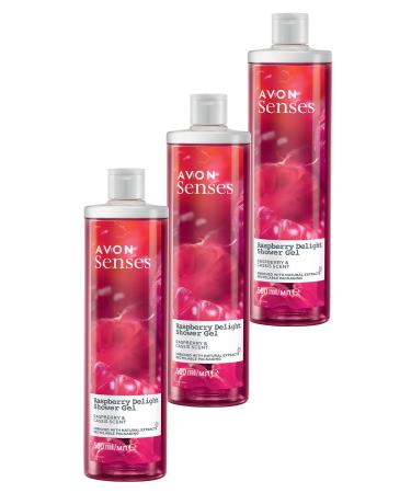 Avon Raspberry Delight Raspberry and Blackcurrant Scented Shower Gel 250 Ml. Triple Set