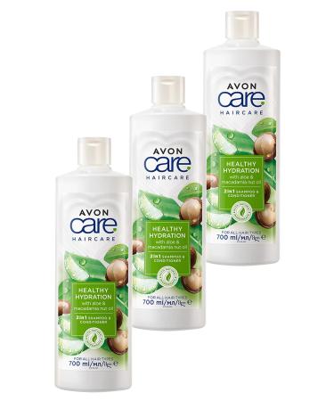 Avon Care Aloe Vera and Macadamia Nut Oil Shampoo and Conditioner 700 Ml. Triple Set