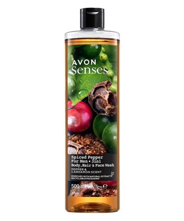 Avon Senses Spiced Pepper Black Pepper and Cardamom Scented Shower Gel for Men 500 Ml.