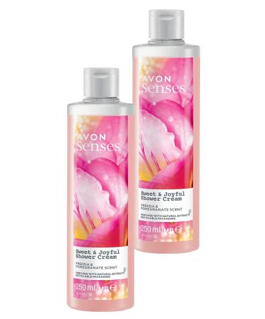 Avon Senses Sweat & Joyful Freesia and Pomegranate Scented Cream Shower Gel 250 Ml. Set of Two
