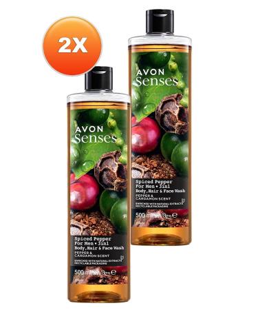 Avon Senses Spiced Pepper Black Pepper and Cardamom Scented Shower Gel for Men 500 Ml. Set of Two - Buy Online on GoSupps.com