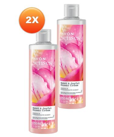 Avon Senses Sweat & Joyful Freesia and Pomegranate Scented Cream Shower Gel 250 Ml. Set of Two - Buy Online on GoSupps.com