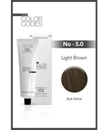 THE COLOR CODES PERMANENT CREAM HAIR DYE 5.0 LIGHT BROWN 60 ML