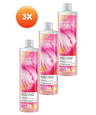 Avon Senses Sweat & Joyful Freesia and Pomegranate Scented Cream Shower Gel 500 Ml. Set of Three - Buy Online on GoSupps.com