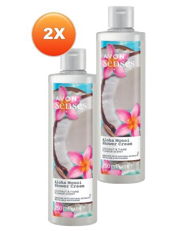 Avon Senses Aloha Monoi Tiare Flower and Coconut Scented Cream Shower Gel 250 Ml. Set of Two - Buy Online on GoSupps.com