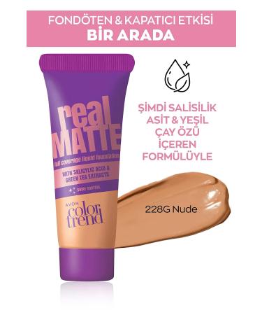 Avon Color Trend Real Matte Liquid Foundation Shine Control 30 Ml. Nude 228g - Buy Online on GoSupps.com