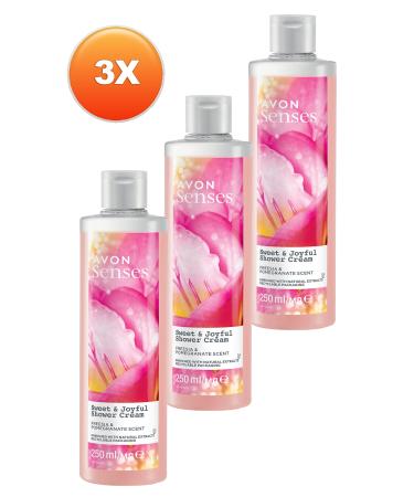 Avon Senses Sweat & Joyful Freesia and Pomegranate Scented Cream Shower Gel 250 Ml. Set of Three - Buy Online on GoSupps.com