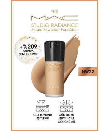 Mac Studio Radiance NW22 Powered Serum Foundation for Plump and Radiant Skin 30 ml FNDTN164